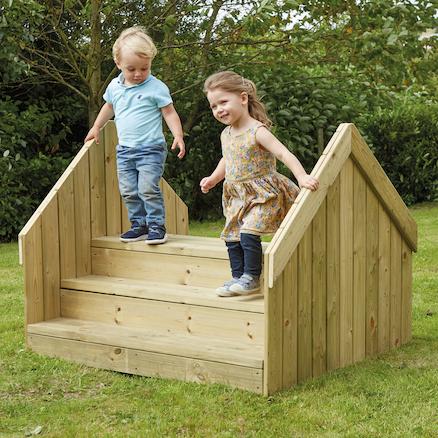 Outdoor Wooden Step Bridge, The Outdoor Wooden Step Bridge serves as a versatile addition to any outdoor play space, expertly designed to engage children in a multitude of activities. Key Features: Motor Skill Development: The stepped structure invites children to climb and explore, actively contributing to the enhancement of their gross motor skills. The physical activity involved in climbing up and down encourages coordination and balance. Multi-Functional: Beyond serving as a climbing structure, the step