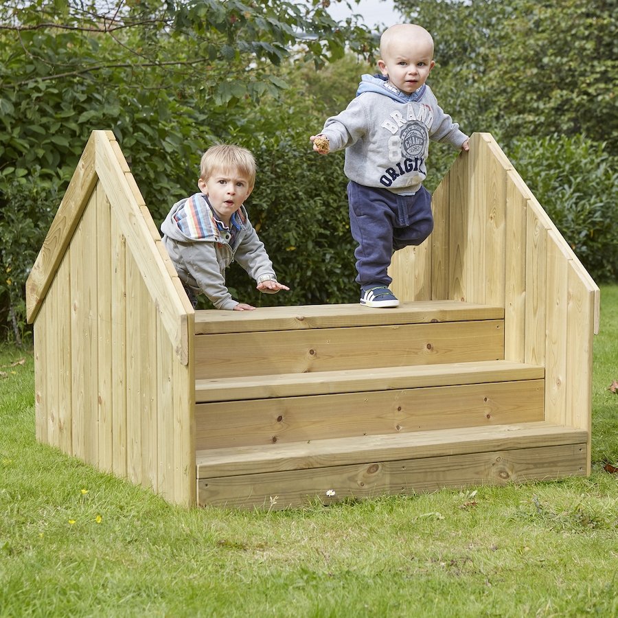 Outdoor Wooden Step Bridge, The Outdoor Wooden Step Bridge serves as a versatile addition to any outdoor play space, expertly designed to engage children in a multitude of activities. Key Features: Motor Skill Development: The stepped structure invites children to climb and explore, actively contributing to the enhancement of their gross motor skills. The physical activity involved in climbing up and down encourages coordination and balance. Multi-Functional: Beyond serving as a climbing structure, the step
