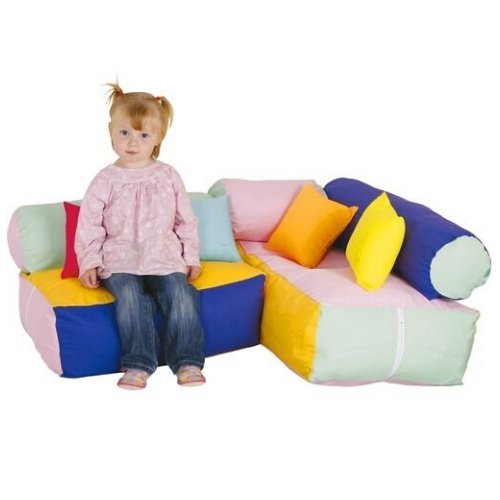 Pastel Colour Soft Seating Corner, This Pastel Colour Soft Seating Corner unit comprises of two seats - one to fit two children (630mm long) and one to fit three children (860mm long). The bean filled seats are very comfortable and are ideal for reading and relaxing. The Pastel Colour Soft Seating Corner also has holsters which act as backrests, together with six fibre filled scatter cushions. This Pastel Colour Soft Seating Corner can be configured into a variety of different seating arrangements. The bean