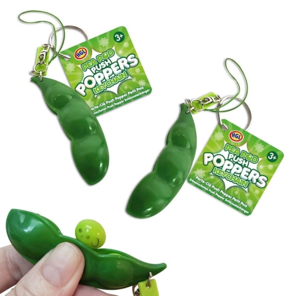 Pea Pod Fidget, The Pea Pod push popper fidget toy pops just like reusable bubble wrap. Push the peas to hear them pop! Once pressed, the peas jump out of the pod, ready to pop back in again. The hugely popular Pea Pod push popper fidget toy is trending with popular Tik Tok users and social media influencers – and it’s so satisfying to pop! Take your 3 popping peas wherever you go with the keychain design. Sensory Play Fidgeting with tactile sensory toys can help release restless energy. Fidget toys are sel