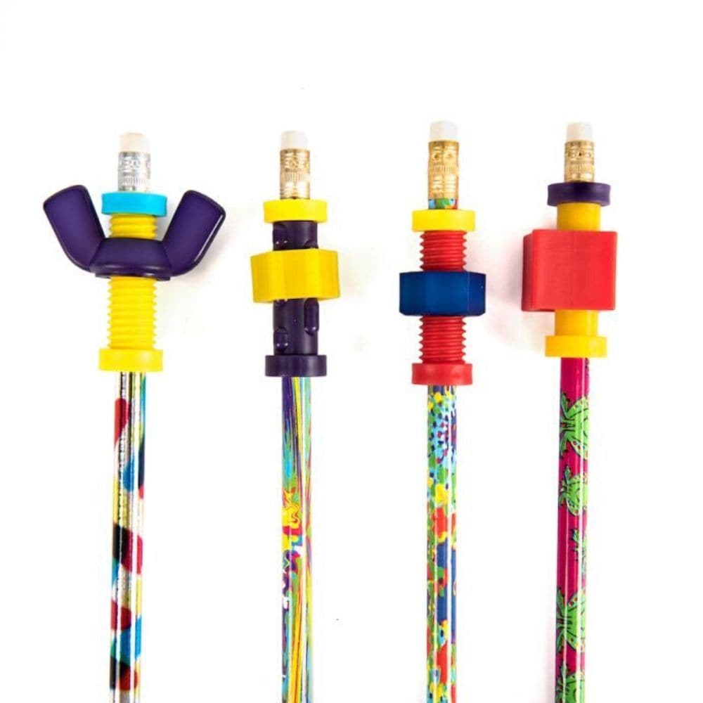 Pencil Fidget Toppers 4pk, In a world filled with distractions, keeping focused can be a challenge, especially for young minds. Our vibrant fidget pencil toppers are designed to channel your child's energy into a silent, non-disruptive outlet, fostering better concentration and encouraging a rich learning environment. Product Features: Engaging Design: Adorned with bright, cheerful colours, these toppers captivate the eyes and stimulate the mind without overwhelming the senses. Quiet Entertainment: These fi