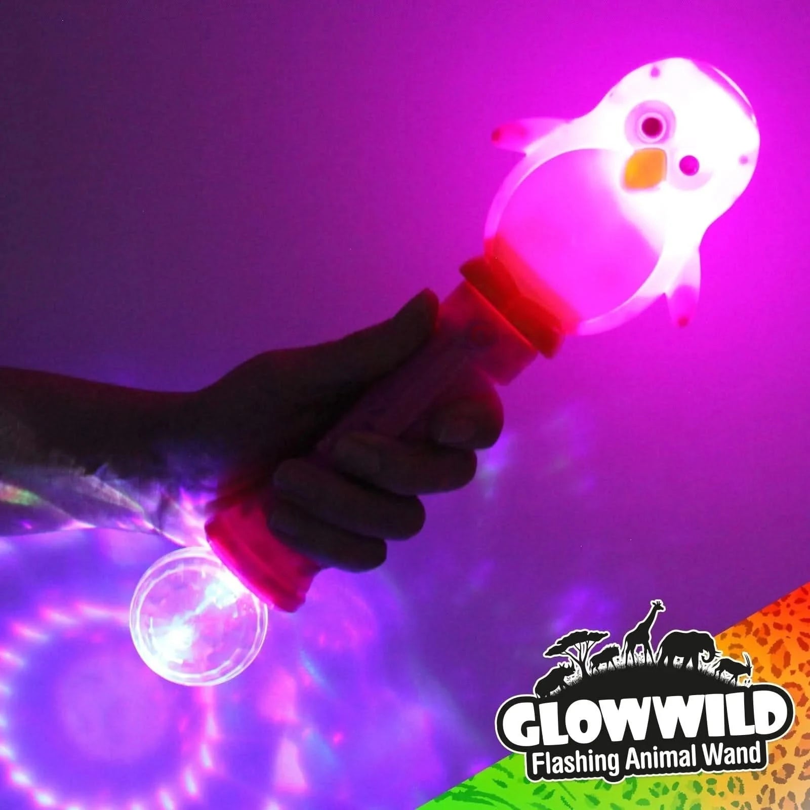 Penguin Mega Light Up Animal Wand 11"-Penguin Mega Light Up Animal Wand 11"