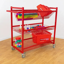 Percussion trolley with wire shelves-Percussion trolley with wire shelves