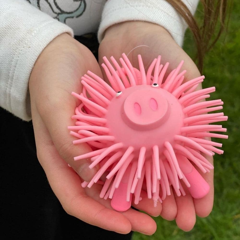 Piggle Puffer, Cute pig puff ball toy that's covered in lots of wobbly strands. This round pig is super squishy and squeezy, but has the added tactile sensation of several long, soft strands all over its body. You can just about see his face and feet poking out from it all. Also features a loop on its back for your finger or a keyring hoop. Supplied in an assortment of colours,one chosen at random Squishy pig toy Covered in stretchy tendrils Loop on back Approx 14cm, Piggle Puffer,Pig Puffer TOY,tactile toy