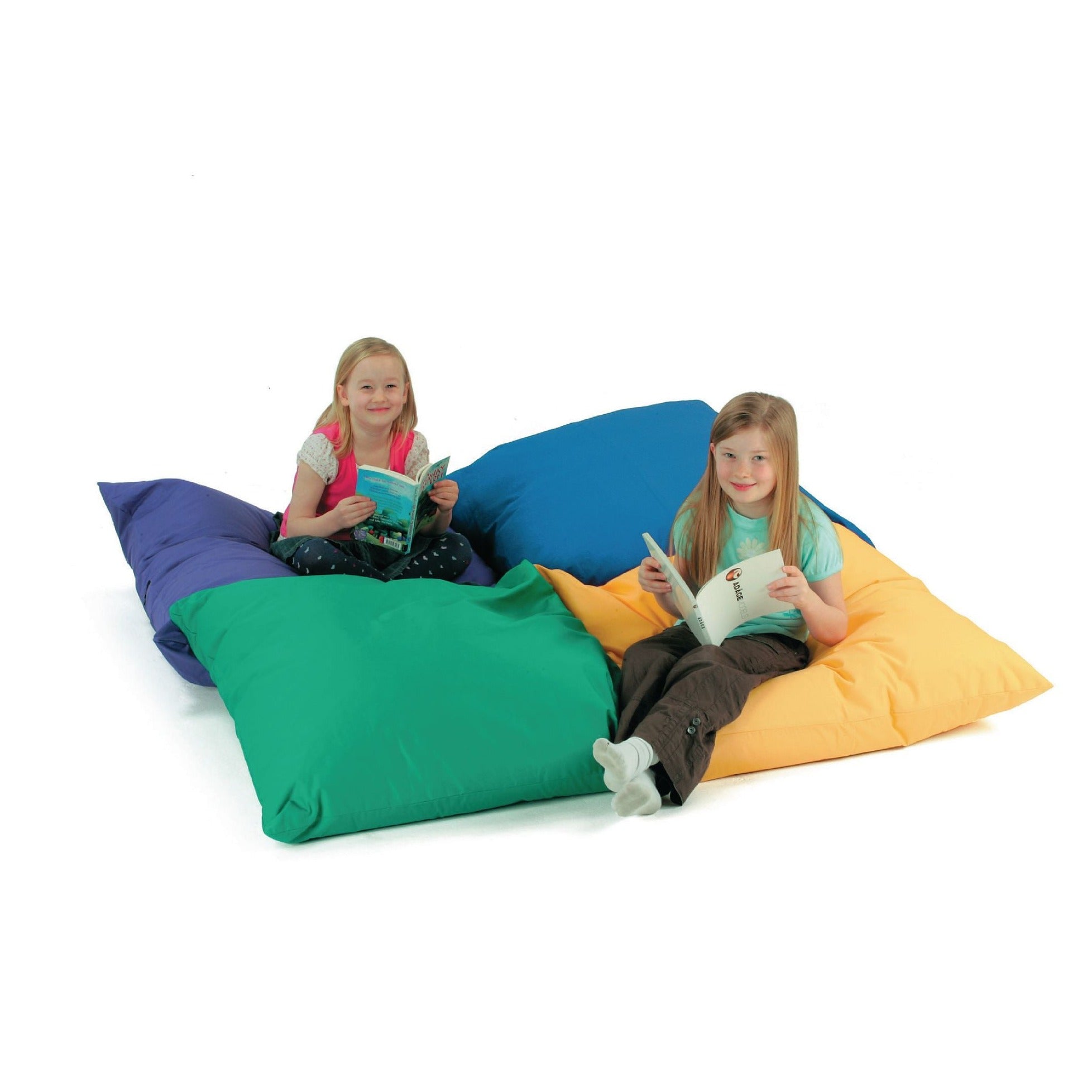 Plain Cushion Large Pack of 4, The large cushions come as a pack of 4, 1 of each of blue, red, green and yellow. The bright and vibrant colours make these the perfect addition to any sensory room,classroom or Early years setting. Children will be drawn to the bold colours and enjoy sitting in comfort on the Plain Cushion Large Pack of 4. Each cushion filling is flame retardant to BS5852 ignition sources 0 and 1 and all are machine washable at 30ºC and can be cool tumble dried. Large Size: 1000mm². Machine w