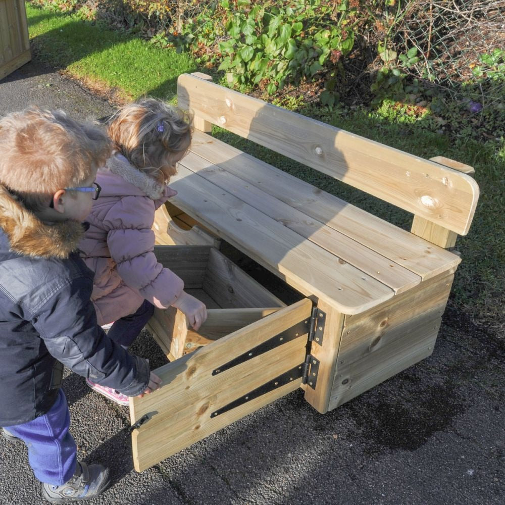 Play Away Storage Bench, We love dual functioning products and this Play Away Storage Bench fits the bill, doubling up seating and storage in one handy bench. Children will love sitting with their friends during play time, with the option of taking out a toy from the storage underneath and interacting with each other. This Play Away Storage Bench will encourage children to tidy up after themselves and teach them to be organised and respectful of their belongings and surroundings. Features: Dimensions (LxWxH