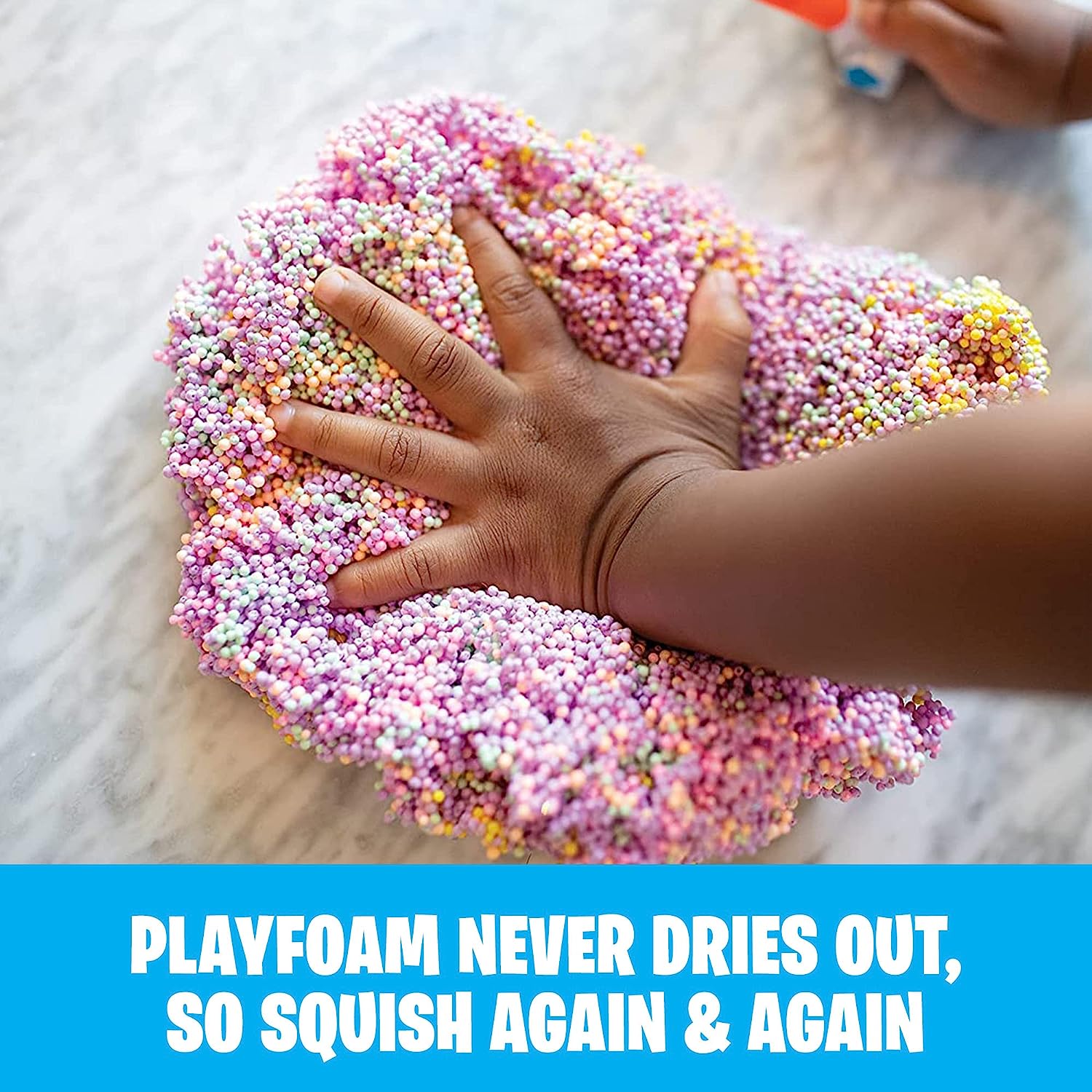 Playfoam Combo 8-Pack, Sculpt, squish, and shape this sensory play fun into anything shape you can imagine. Then smush it all down and start again. The Playfoam Combo 8-Pack contains a bead-like structure which helps stimulate the sense of touch, and the pliable texture is ideal for developing hand strength, fine motor skills, and hand-eye co-ordination. The child-friendly formula never dries out and only sticks to itself. Colours can be sculpted separately or mixed together to create a big ball mega rainbo