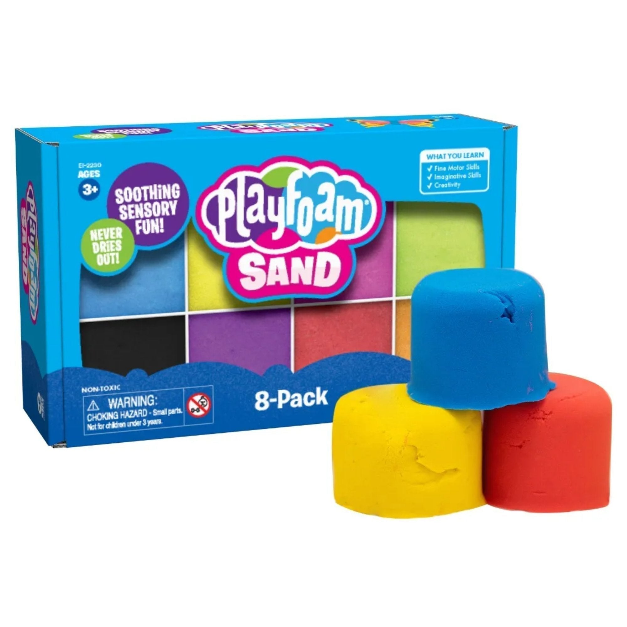 Playfoam Sand 8-Pack, Sink into some seriously soft sculpting shaping fun with Playfoam® Sand.This tactile play sand can be sculpted, squished, and moulded like wet sand, and sifted and scooped like dry sand, making Playfoam Sand perfect for sensory play in the classroom or at home. What’s more, as little hands squish, sculpt, and more, they’re building fine motor skills and hand strength. Sink into soft play sand that’s perfect for shaping, moulding, sculpting, and sifting, anywhere, anytime with Playfoam 