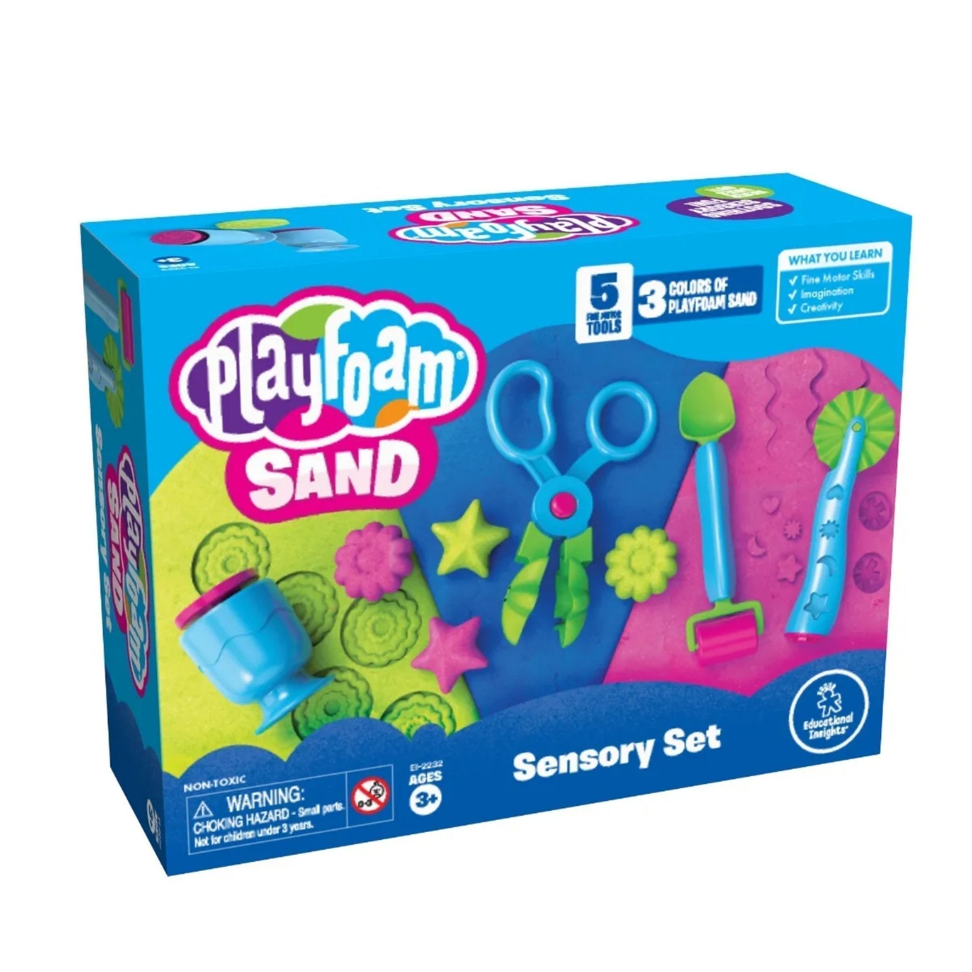 Playfoam Sand Sensory Set, Dig into fine motor skills development with Playfoam® Sand Sensory Set. Super soft Playfoam Sand behaves like wet sand when it’s moulded, and sculpted, and like dry sand when it’s sifted and squished. It’s perfect for sensory sand play anywhere, anytime! Dig into soft sensory and fine motor skills play with this Playfoam Sand Sensory Set that includes 4 kinds of fine motor tools children can use to scoop, shape, mould, cut, and sculpt. Perfect for sensory sand play, anywhere, anyt