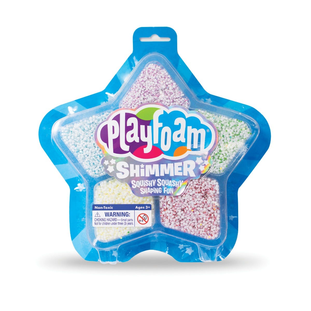 Playfoam Shimmer, Let your child's creativity sparkle with Playfoam Shimmer, a magical medium that invites them to squish, squash, and sculpt their very own dazzling creations. This star-shaped pack of Playfoam Shimmer is a gateway to imaginative play, featuring 5 captivating shades that glisten and shimmer as kids dive into the world of artistic exploration. Playfoam Shimmer stands out with its bead-like texture, making it perfect for sensory play. The tactile experience it offers is not only fun but also 