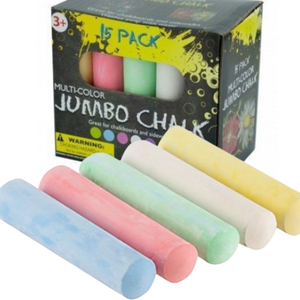 Playground Pavement Chalk 15 Pack, Introducing our Wash Away, Colourful Giant Chalks, the perfect tools for the little artists in your life! These vibrant chalks are designed to encourage mark making on a grand scale in both indoor and outdoor classrooms, regardless of the weather.With these giant chalks, your children can unleash their creativity and imagination on any surface. Whether it's the playground walls or floors, chalkboard easels, or even chalkboard tablecloths, these chalks will ensure that no c