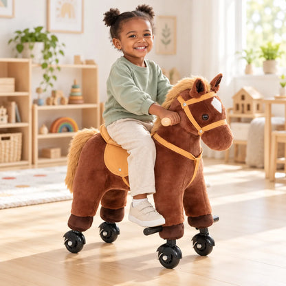 Plush Ride On Horse Dark Brown-Plush Ride On Horse Dark Brown
