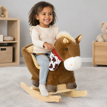 Plush Rocking Horse with Safety Harness and Sound – Brown-Plush Rocking Horse with Safety Harness and Sound – Brown