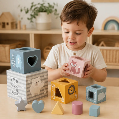 PolarB Wooden Nesting and Stacking Blocks-PolarB Wooden Nesting and Stacking Blocks