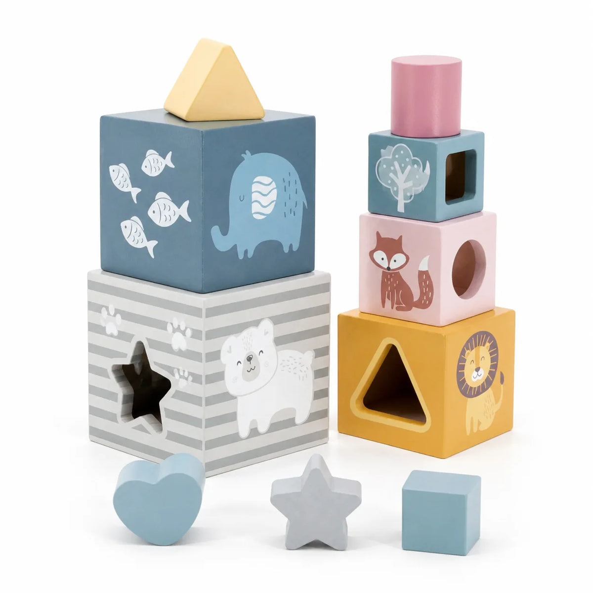 PolarB Wooden Nesting and Stacking Blocks-PolarB Wooden Nesting and Stacking Blocks