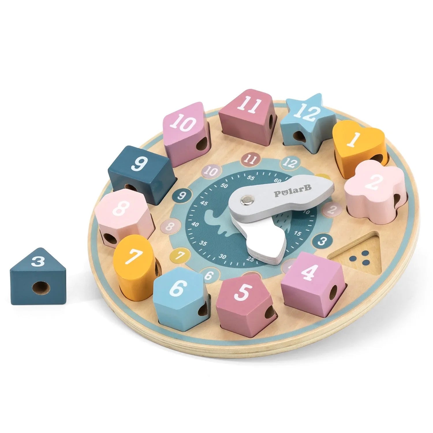 PolarB Wooden Shape Sorting Clock-PolarB Wooden Shape Sorting Clock