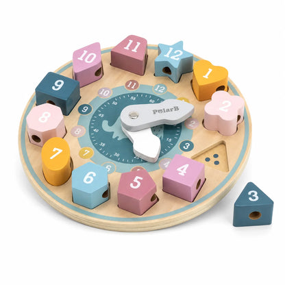 PolarB Wooden Shape Sorting Clock-PolarB Wooden Shape Sorting Clock