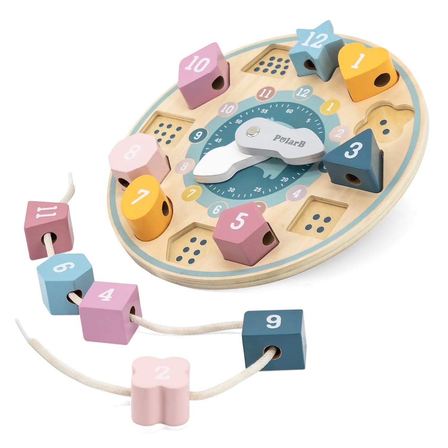 PolarB Wooden Shape Sorting Clock-PolarB Wooden Shape Sorting Clock