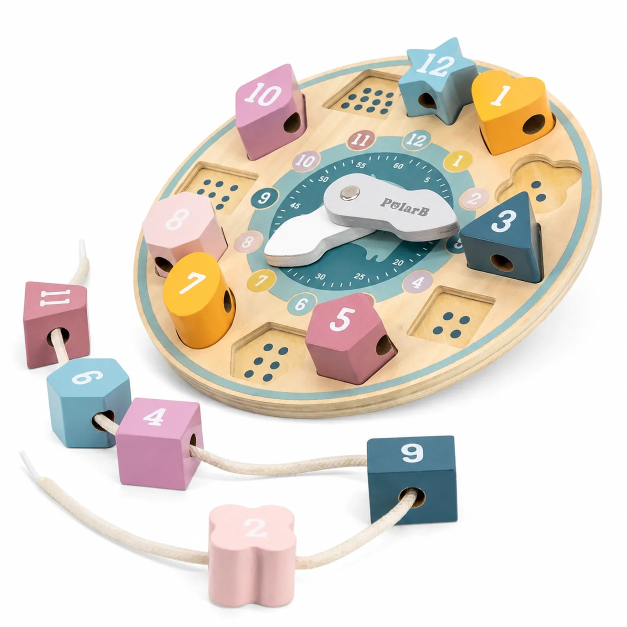 PolarB Wooden Shape Sorting Clock-PolarB Wooden Shape Sorting Clock