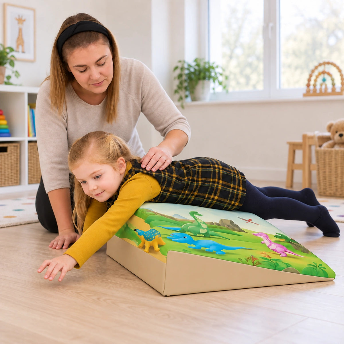 Posture Wedge Dinosaur natural UK early years lifestyle view 2