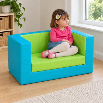 Primary Cube Sofa Lime and Aqua natural UK early years lifestyle image 3