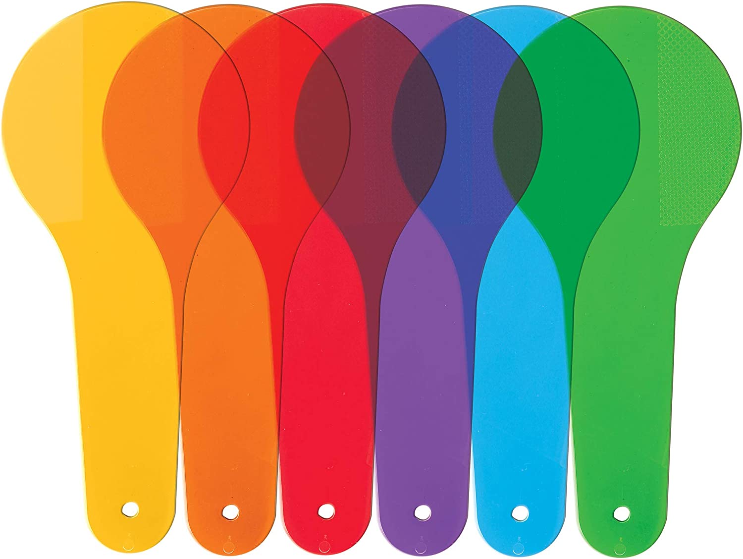 Primary Science Colour Paddles, These Primary Science Colour Paddles can demonstrate the principles of colour mixing and change a primary colour into a secondary colour. Children love to hold the Primary Science Colour Paddles up and view the world in colours which create a fun learning experience. Children love to experiment by combining more than one Primary Science Colour Paddles to make up different colours The Primary Science Colour Paddles are supplied as a set of 18 with 6 colours Develops colour rec