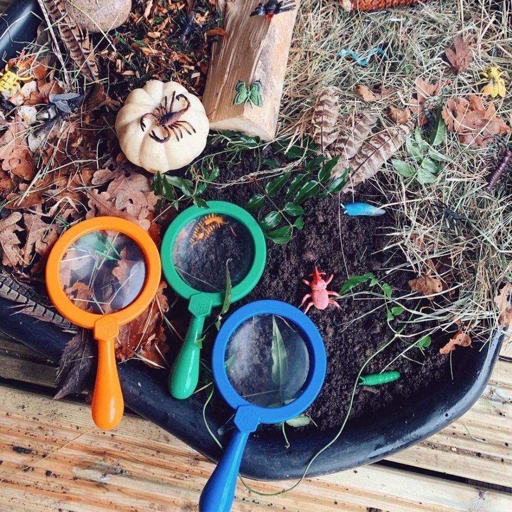 Primary Science Jumbo Magnifiers Set of 6, Give your children hours of garden exploration with these colourful and durable Primary Science Jumbo Magnifiers Set of 6. The Primary Science Jumbo Magnifiers Set of 6 are Extra-large jumbo magnifiers, perfect for small hands The Primary Science Jumbo Magnifiers Set of 6 are perfect for taking a closer look at plants, animals and insects Built in stand for hands free viewing Each magnifier measures 20cm Each magnifier's plastic lens measures approx.110mm 4.5x magn