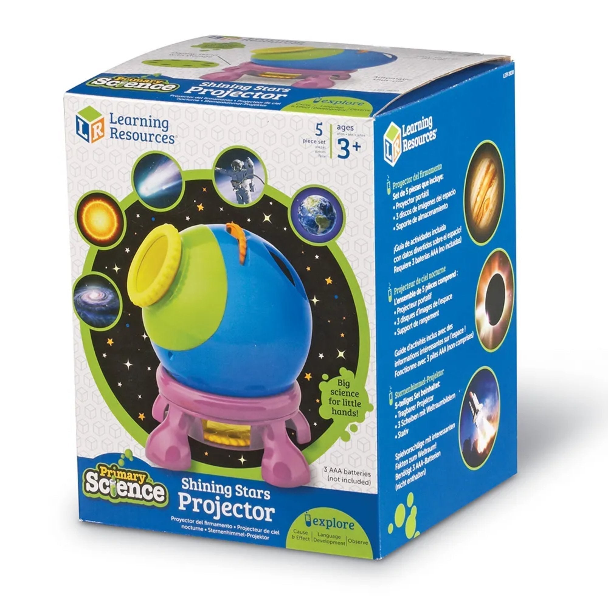 Primary Science Shining Stars Projector, The Primary Science Shining Stars Projector is a wonderful tool aimed at making science accessible and enjoyable for young learners. With its bright and vibrant colours, this projector is sure to captivate the attention of budding scientists, while its chunky design is perfectly tailored for little hands to easily operate. This easy-to-use Primary Science Shining Stars Projector fosters an early love for science, specifically in the realm of space and astronomy. Whet
