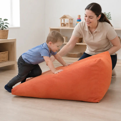 Prism Support Beanbag supervised climbing in a naturally lit early years nursery
