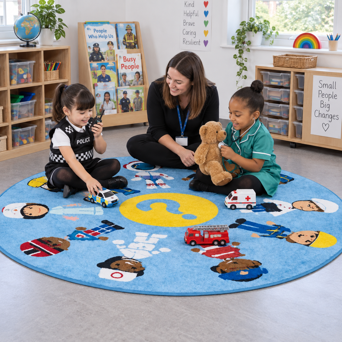 Professions Circular Classroom Carpet-Professions Circular Classroom Carpet