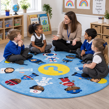 Professions Circular Classroom Carpet-Professions Circular Classroom Carpet