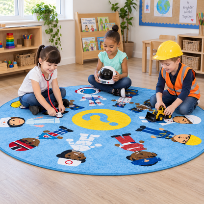 Professions Circular Classroom Carpet-Professions Circular Classroom Carpet