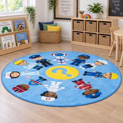 Professions Circular Classroom Carpet-Professions Circular Classroom Carpet