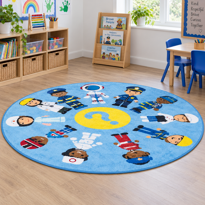 Professions Circular Classroom Carpet-Professions Circular Classroom Carpet