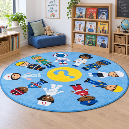 Professions Circular Classroom Carpet-Professions Circular Classroom Carpet