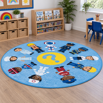 Professions Circular Classroom Carpet-Professions Circular Classroom Carpet