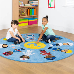 Professions Circular Classroom Carpet-Professions Circular Classroom Carpet