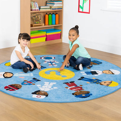 Professions Circular Classroom Carpet-Professions Circular Classroom Carpet