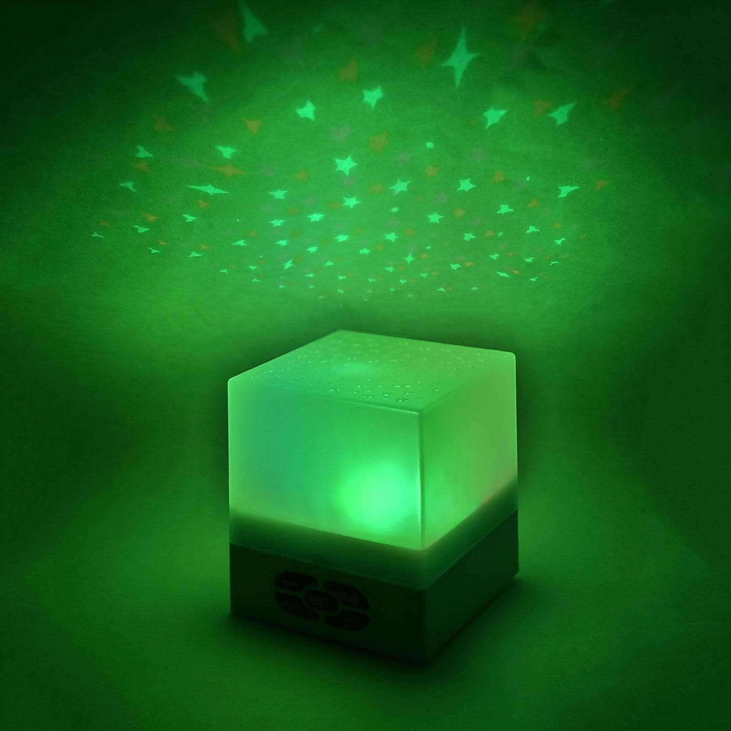 Projector Cube Lullaby And Nature Sounds, The Star Projector Cube with Soothing Sounds helps to soothe restlessness to allow you to get to sleep. The Star Projector Cube with Soothing Sounds has a ever-changing light show projects a nighttime sky scene on to the ceiling. This helps to relieve stress and the lullaby and nature sounds offer relief from the effects of tinnitus and insomnia. Features of the Star Projector Cube with Soothing Sounds The Star Projector Cube with Soothing Sounds is operated using p