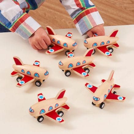 Pull Back Aeroplane, The Pull Back Aeroplane is an exciting clockwork plane toy that is perfect for any aviation enthusiast. Just drag it back along a surface and release it to witness the incredible speed at which this wooden aircraft zooms along its runway, replicating the thrill of take-off. Although it won't actually become airborne, you'll be amazed at how fast and how far it can go!With its impressive pull-back motor, this Pull Back Aeroplane provides endless entertainment for children and adults alik