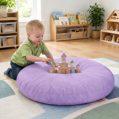Purple Large Round Floor Cushion wooden block construction play
