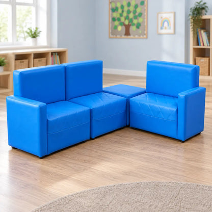 Blue PVC Reading Corner Sofas in a UK reception classroom