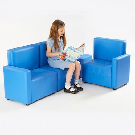 PVC Reading Corner Sofas, The PVC Reading Corner Sofa is designed for young children and ideal for home corners, or reading areas, in nurseries and pre schools. The PVC Reading Corner Sofas is ideal for creating and encouraging children to sit, read, listen and share books. The PVC Reading Corner Sofas is practical yet comfortable, the surface is made from a ‘soft feel’ wipe clean Features of the PVC Reading Corner Sofas Material:PVC Height:61 cm Width:145 cm Depth:90 cm Seat Height:30.5 cm, PVC Reading Cor