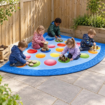 Quilted Quarter Circles Mat lifestyle image 4 of 8 — in use with children
