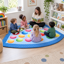 Quilted Quarter Circles Mat lifestyle image 1 of 8 — in use with children
