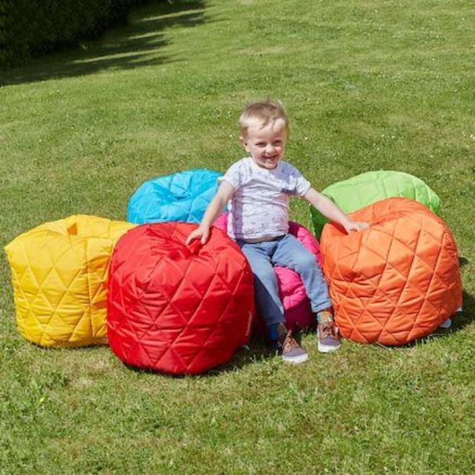 Quilted Toddler Beanbags Set of 5, Introduce vibrant pops of color and comfort to your little one's space with our set of 5 Quilted Toddler Beanbags. Specifically crafted with foundation stage-aged children in mind, these beanbags are the perfect combination of style, functionality, and coziness. Quilted Toddler Beanbags Set of 5 Features: Perfectly Sized: Each beanbag is designed to suit toddlers, ensuring they have a comfortable and safe seating option. Assorted Colors: The set includes a delightful array