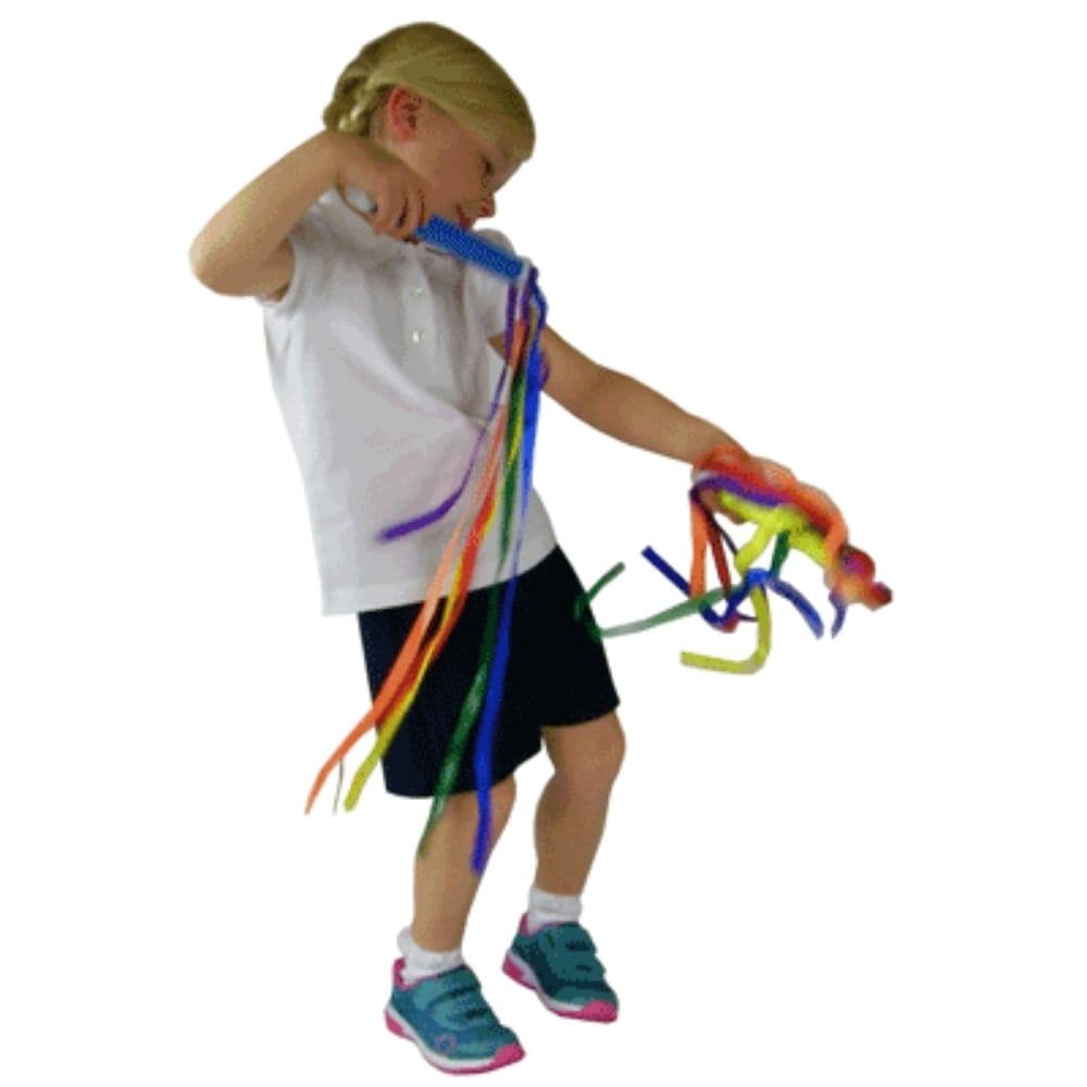 Rainbow Batons Pack of 6, Our Rainbow Batons Pack of 6 are colourful ribbon strips and are fabulous for dancing games and exercise. Use the colour rainbow wristbands to learn and develop gross motor skills and to encourage creative movements. Improve gross motor skills, body awareness and coordination. The Rainbow Batons conjures up a great colour spectacle when performing Batons are made from high quality plastic These batons are perfect for dancing games and exercise routines, allowing you to add a touch 