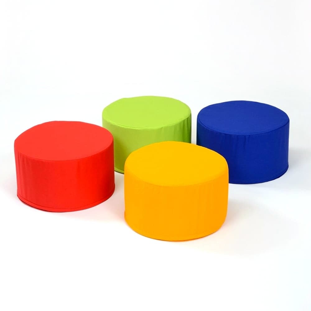 Rainbow Buffets Sets - 4 Seats, Introducing our vibrant Rainbow Buffets Sets - 4 Seats, the perfect addition to bring life and color to your EYFS setting. Designed with style and comfort in mind, these fabulous round buffets come in a set of 4, each boasting a different vibrant color.Dress up your learning environment with this energizing set that consists of red, green, purple, and yellow buffets. The variety of colors adds a playful and eye-catching element, sparking creativity and imagination among child