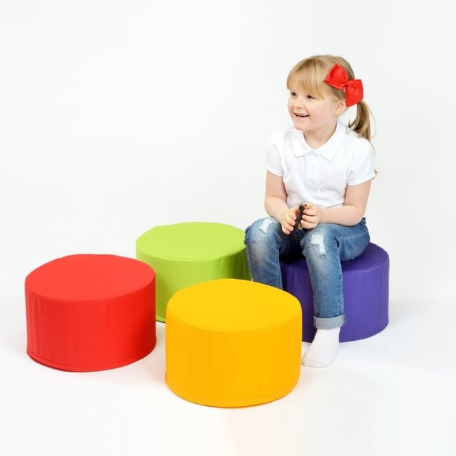 Rainbow Buffets Sets - 4 Seats, Introducing our vibrant Rainbow Buffets Sets - 4 Seats, the perfect addition to bring life and color to your EYFS setting. Designed with style and comfort in mind, these fabulous round buffets come in a set of 4, each boasting a different vibrant color.Dress up your learning environment with this energizing set that consists of red, green, purple, and yellow buffets. The variety of colors adds a playful and eye-catching element, sparking creativity and imagination among child