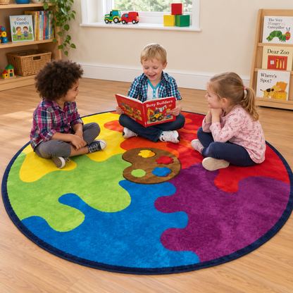 Rainbow Colour Palette Carpet lifestyle image 4 of 8 — in use with children